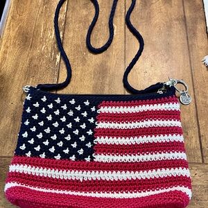 The Sak Red, White, and Blue Crochet Crossbody Bag